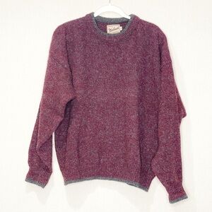 Woolrich Vtg 90s Men’s Burgundy Gray Crewneck‎ Sweater Made in USA Size Large